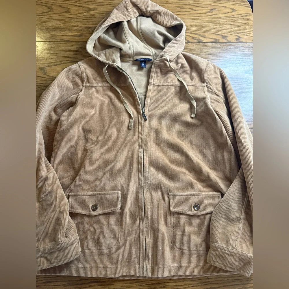 Lands' End Women’s Zip Up Corduroy Sweater - Tan, Size S Casual Cottagecore